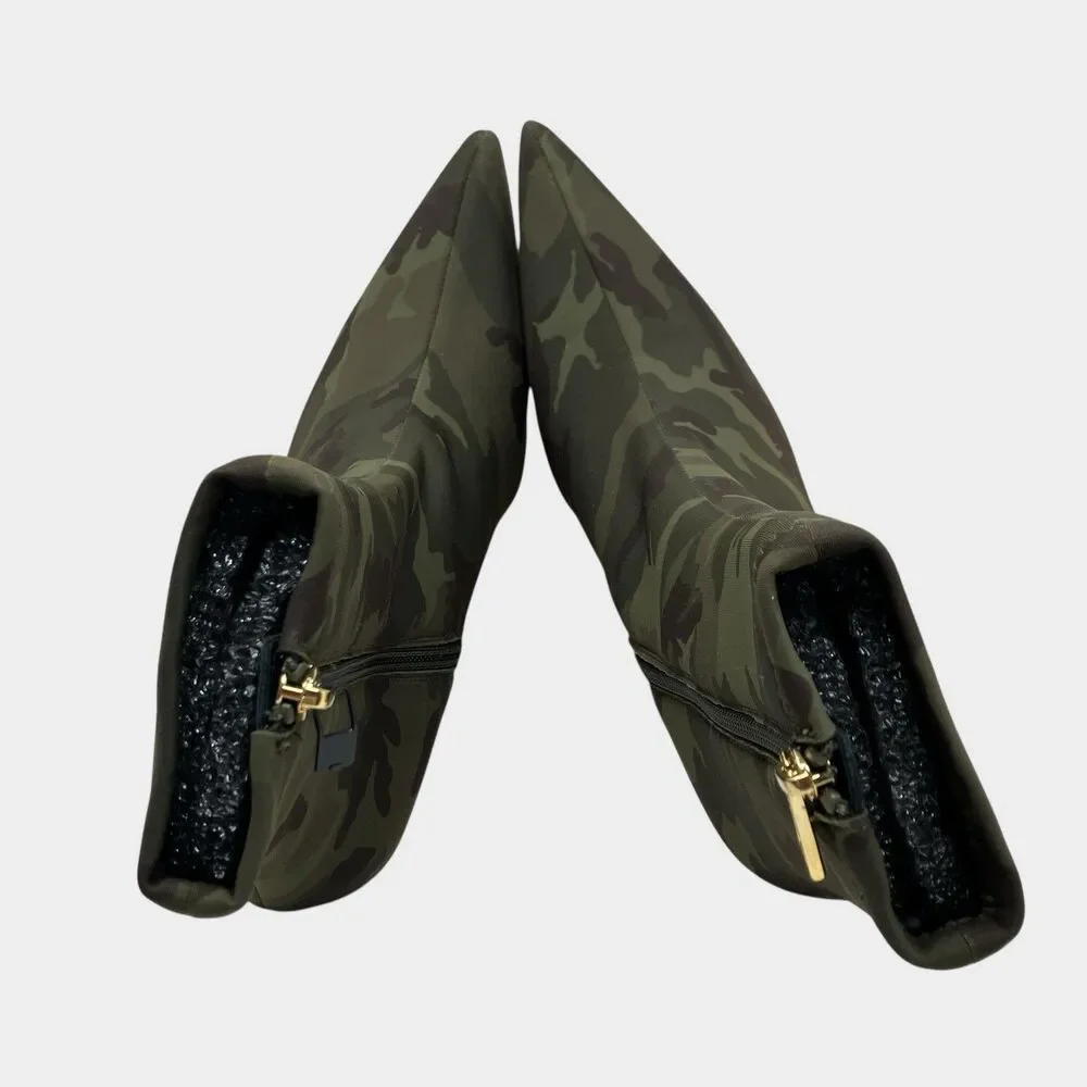Good American Camo Ankle Boots‎ 7.5 Stretch Fit High Heel Zip